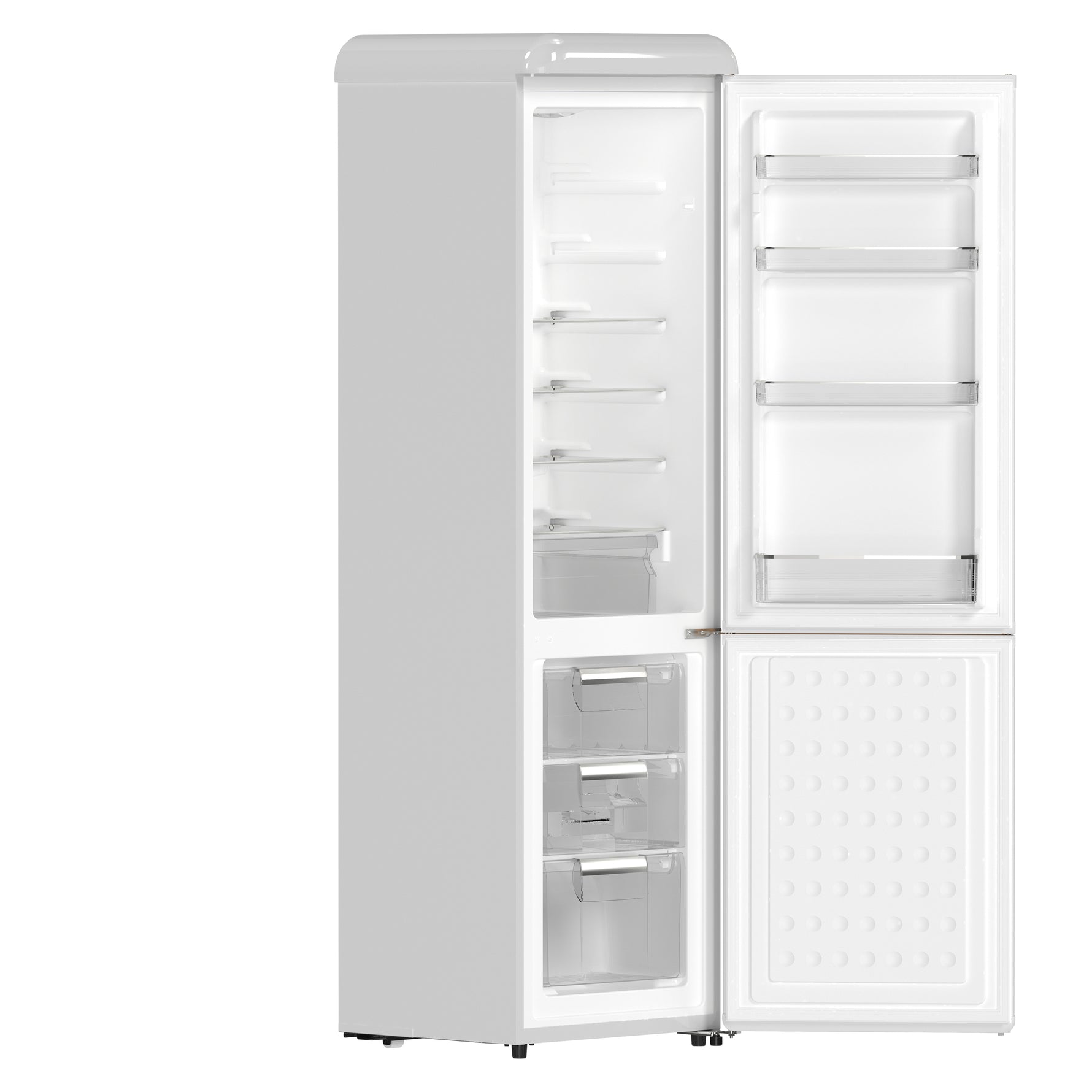 Forno Storico 22-Inch Retro bottom freezer Fridge in White, 9 cu.ft, copper-tone handle - BonPrix Électroménagers
