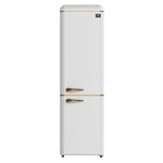Forno Storico 22-Inch Retro bottom freezer Fridge in White, 9 cu.ft, copper-tone handle - BonPrix Électroménagers