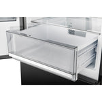 Custodia 24" Bottom Freezer, 10.3 cf., Left Swing, Ice Maker, Total No frost, Black, Antique Brass handles