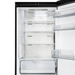 Custodia 24" Bottom Freezer, 10.3 cf., Right Swing, Total No frost, Black, Antique Brass handles