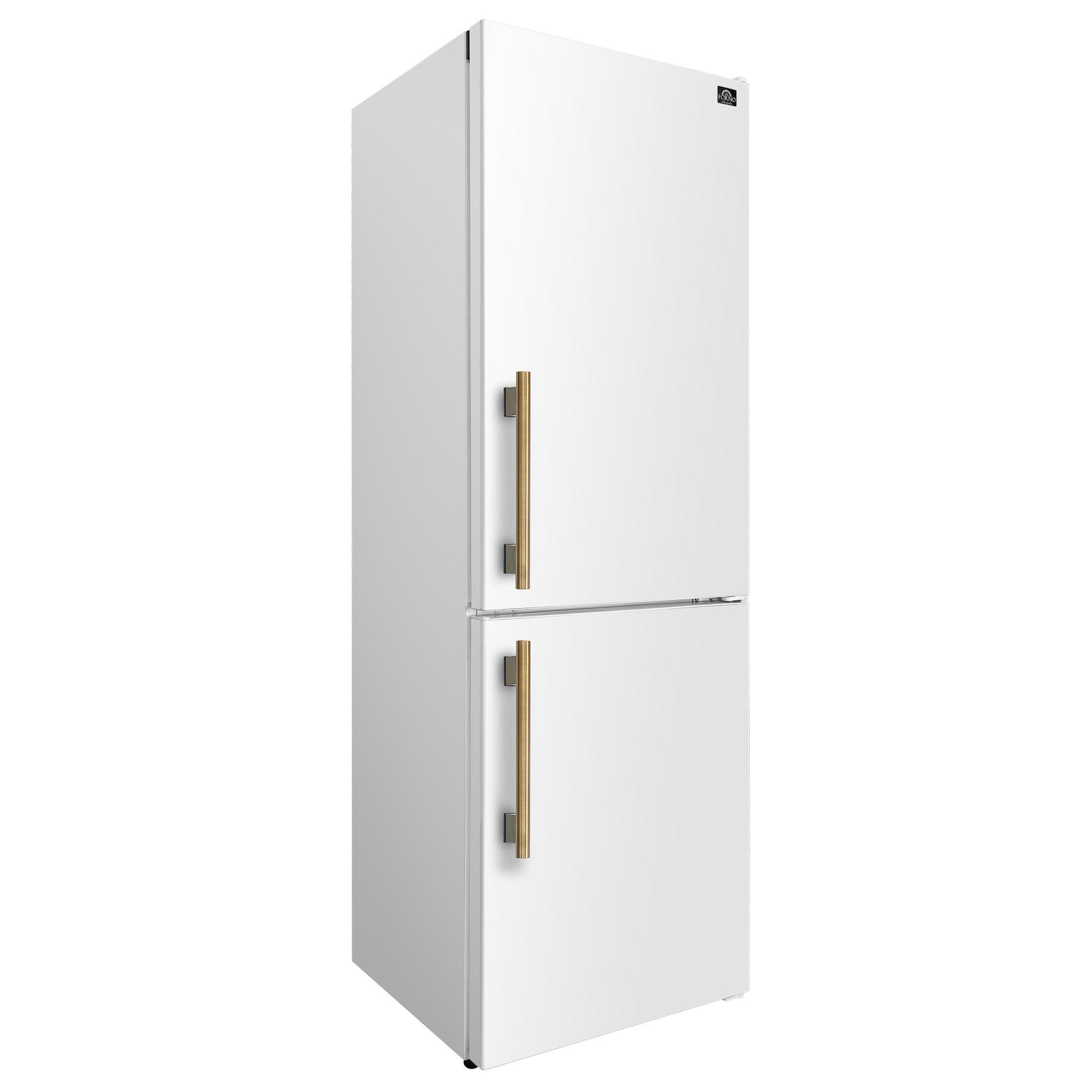 Custodia 24" Bottom Freezer, 10.3 cf., Right Swing, Total No frost, White, Antique Brass handles