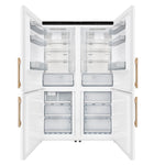 Custodia 48" Bottom Freezer combo, 20.6 cf., Ice Maker, Total No frost, White, Antique Brass handles