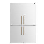 Custodia 48" Bottom Freezer combo, 20.6 cf., Ice Maker, Total No frost, White, Antique Brass handles