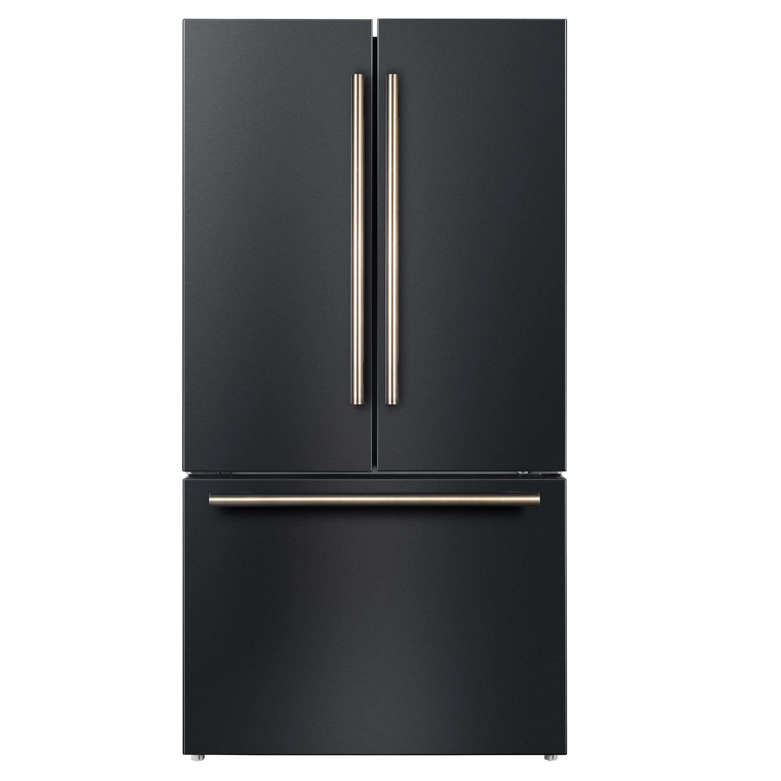 Forno Rivello 36 Inch French Door Refrigerator in Black with Antique Brass, Internal Water Dispenser, Filtered Ice, Adjustable Shelves, Energy Star Certified - BonPrix Électroménagers