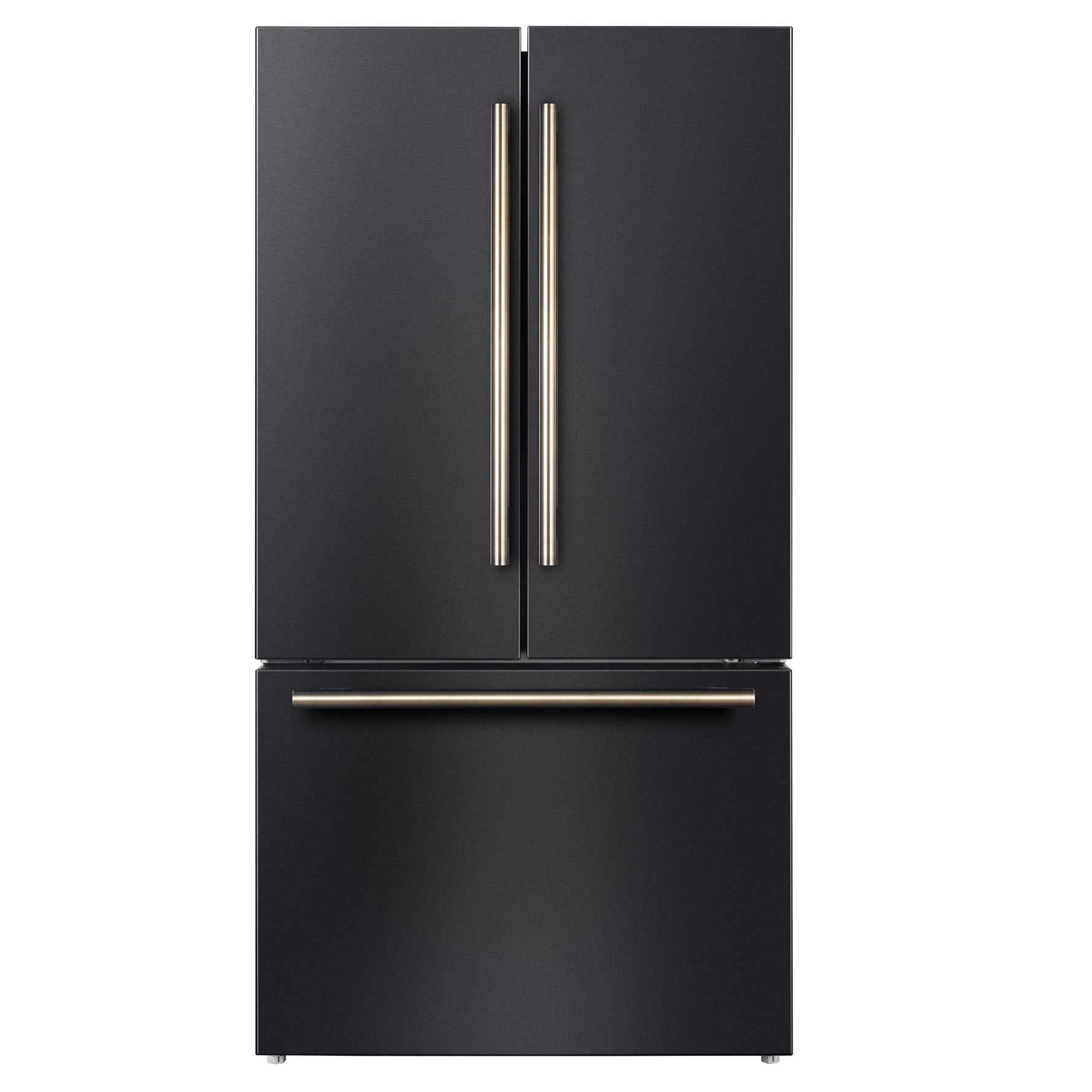 Forno Rivello 36 Inch French Door Refrigerator in Black with Antique Brass, Internal Water Dispenser, Filtered Ice, Adjustable Shelves, Energy Star Certified - BonPrix Électroménagers