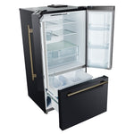 Forno Rivello 36 Inch French Door Refrigerator in Black with Antique Brass, Internal Water Dispenser, Filtered Ice, Adjustable Shelves, Energy Star Certified - BonPrix Électroménagers