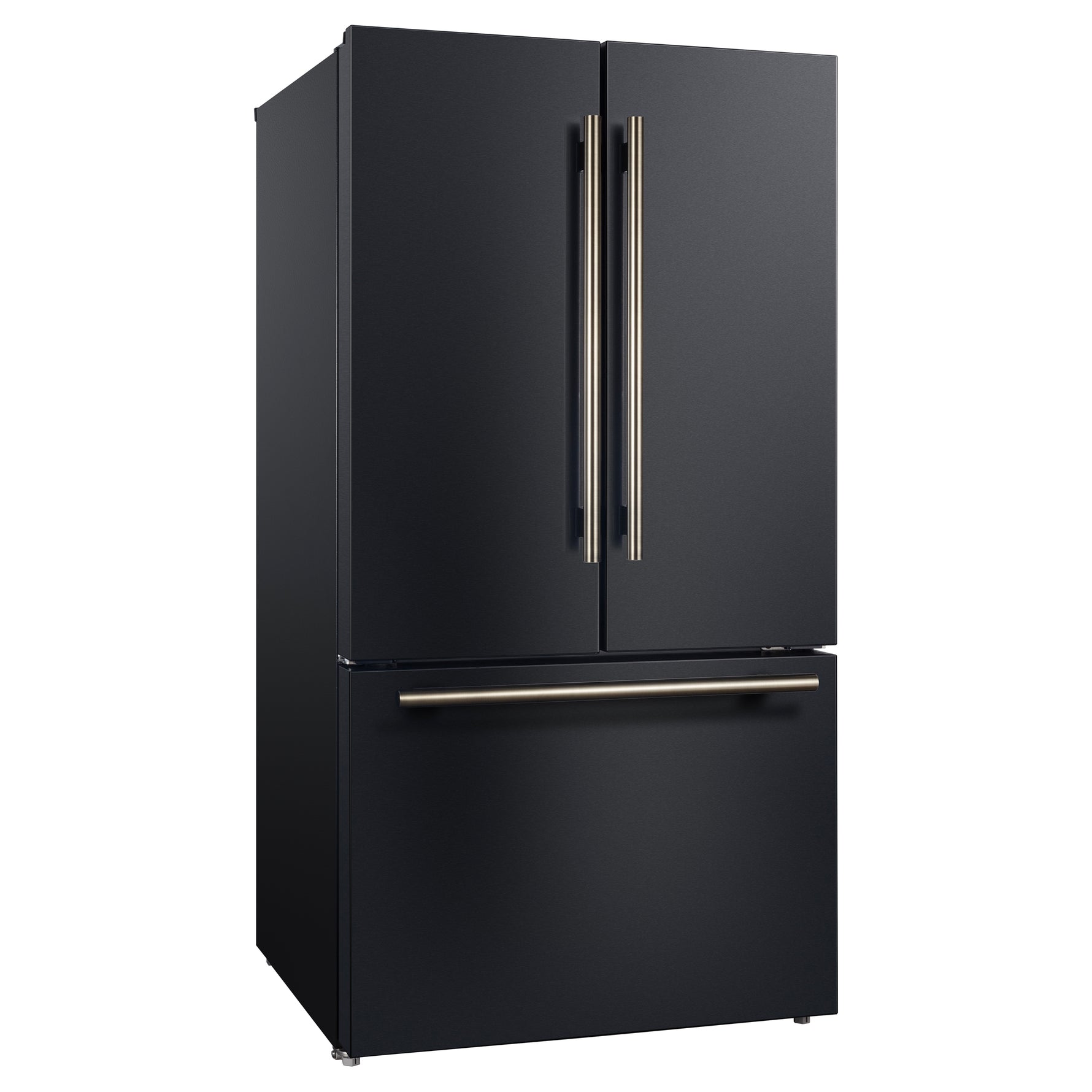 Forno Rivello 36 Inch French Door Refrigerator in Black with Antique Brass, Internal Water Dispenser, Filtered Ice, Adjustable Shelves, Energy Star Certified - BonPrix Électroménagers