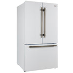 Forno Rivello 36 Inch French Door Refrigerator in White with Antique Brass, Internal Water Dispenser, Filtered Ice, Adjustable Shelves, Energy Star Certified - BonPrix Électroménagers