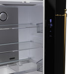 Forno Luigi 33-Inch French Door Refrigerator, 18 cu.ft, Black Finish, Antique Brass Handles, ENERGY STAR Certified - BonPrix Électroménagers
