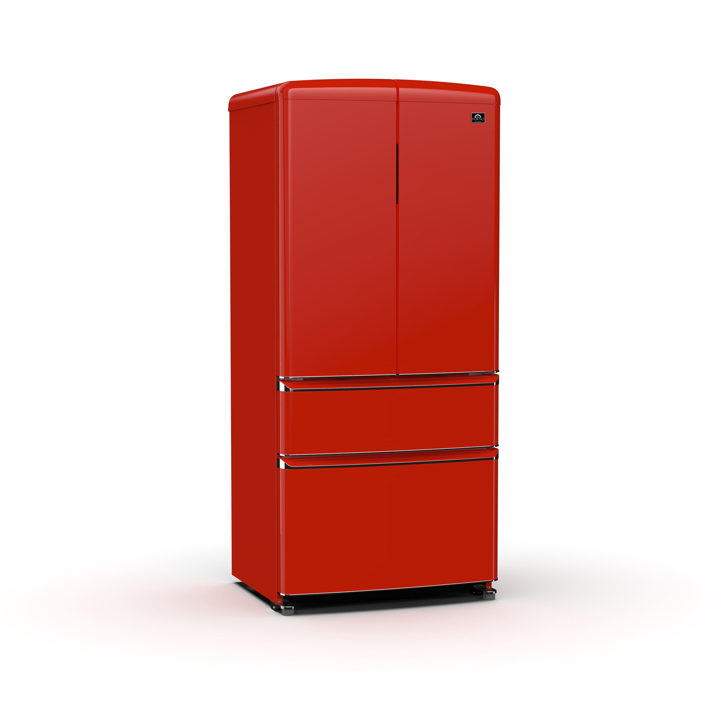 Forno Luigi 33-Inch French Door Refrigerator, 18 cu.ft, Red Finish, Handle-Free Design, ENERGY STAR Certified - BonPrix Électroménagers