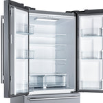 Forno Gallipoli 30-Inch French Door Refrigerator, 17.5 cu.ft Capacity, Modern Decorative Grill, 34-Inch Width, Stainless Steel, No Frost Technology, Energy Efficient