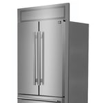 Forno Gallipoli 30-Inch French Door Refrigerator, 17.5 cu.ft Capacity, Modern Decorative Grill, 34-Inch Width, Stainless Steel, No Frost Technology, Energy Efficient