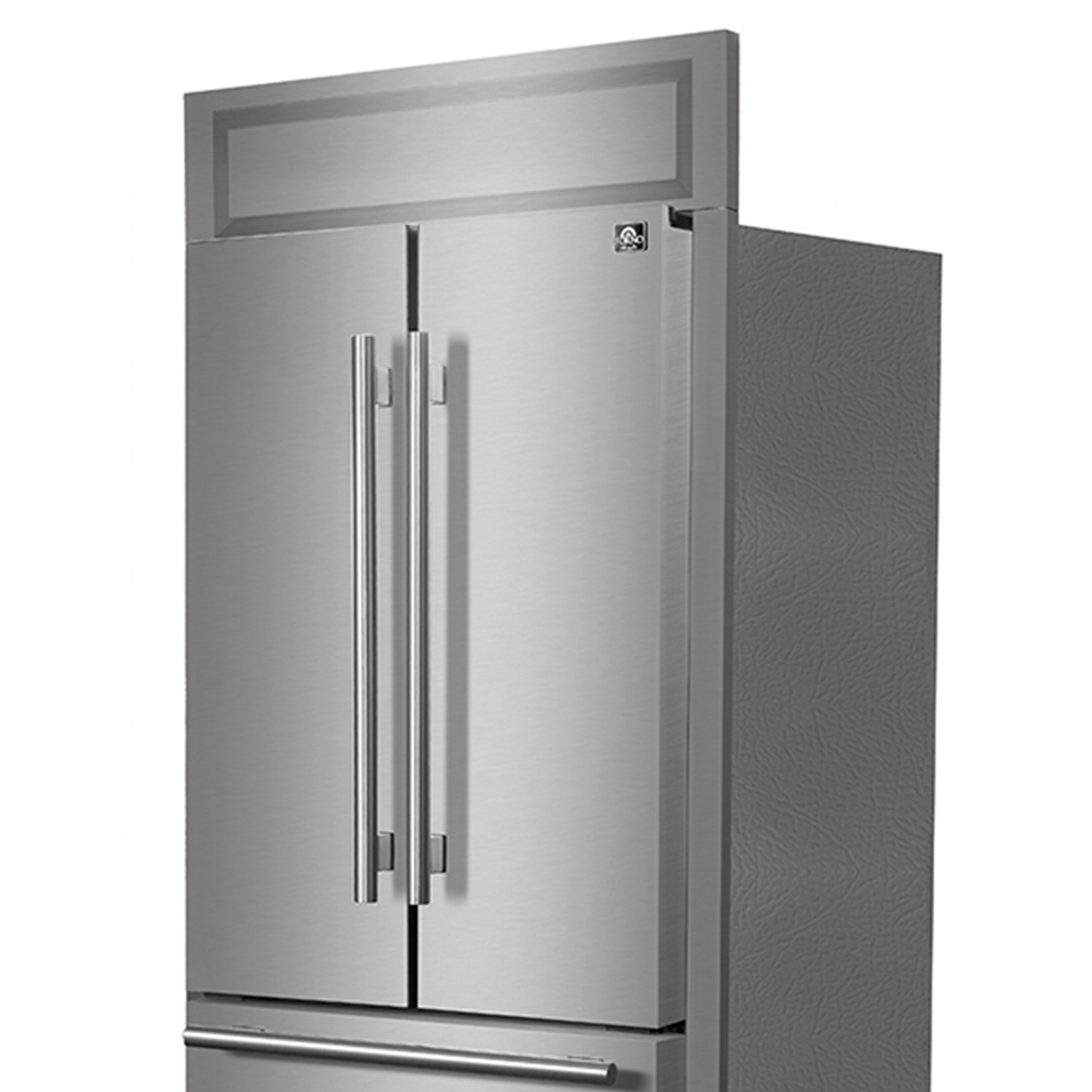 Forno Gallipoli 30-Inch French Door Refrigerator, 17.5 cu.ft Capacity, Modern Decorative Grill, 34-Inch Width, Stainless Steel, No Frost Technology, Energy Efficient