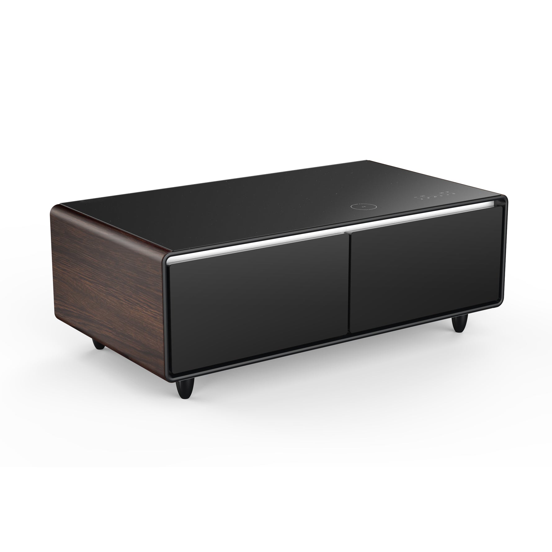 Forno Evoluto Tavolo 51-Inch Smart Coffee Table with Wood-Accent Sides – Dual Cooling Zones, Wireless Charging Pad & Built-In Bluetooth Speakers - BonPrix Électroménagers