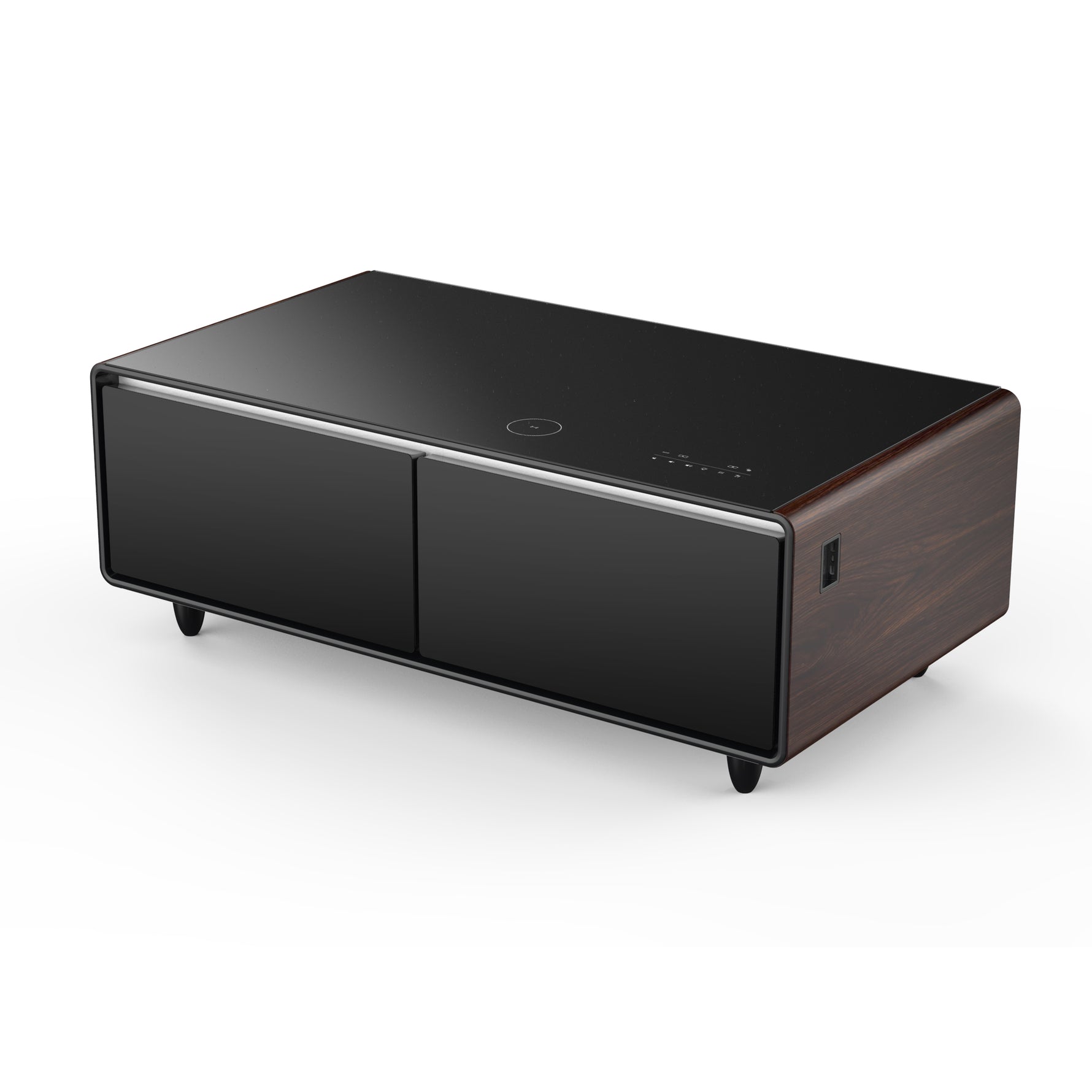 Forno Evoluto Tavolo 51-Inch Smart Coffee Table with Wood-Accent Sides – Dual Cooling Zones, Wireless Charging Pad & Built-In Bluetooth Speakers - BonPrix Électroménagers