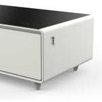Forno Evoluto Tavolo 51-Inch White Smart Coffee Table – Dual Refrigerator Drawers, Bluetooth 5.0 Audio, Wireless Charging & RGB Ambient Light - BonPrix Électroménagers
