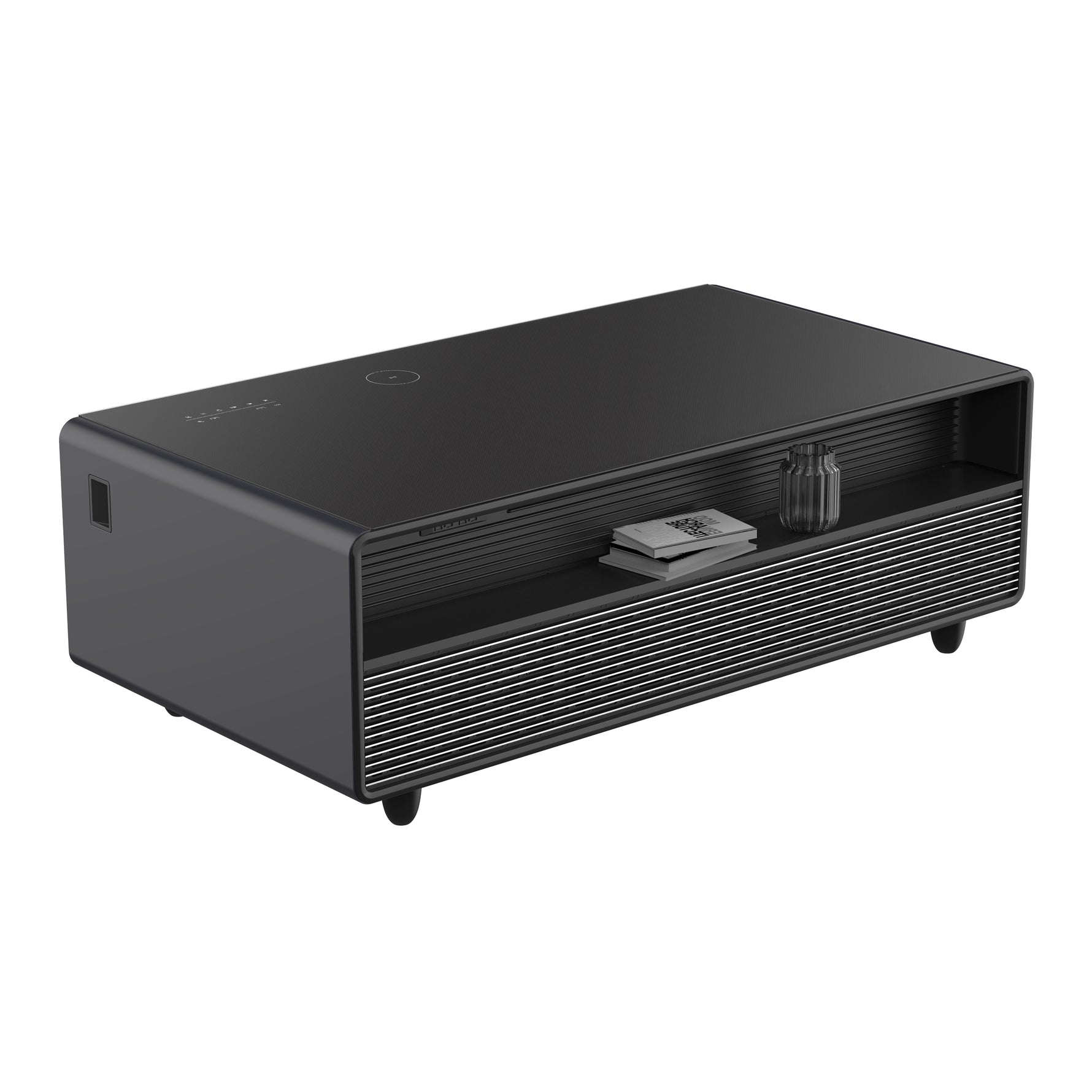 Forno Evoluto Tavolo 51-Inch Black Smart Coffee Table – Dual Refrigerator Drawers, Bluetooth 5.0 Audio, Wireless Charging & RGB Ambient Light - BonPrix Électroménagers