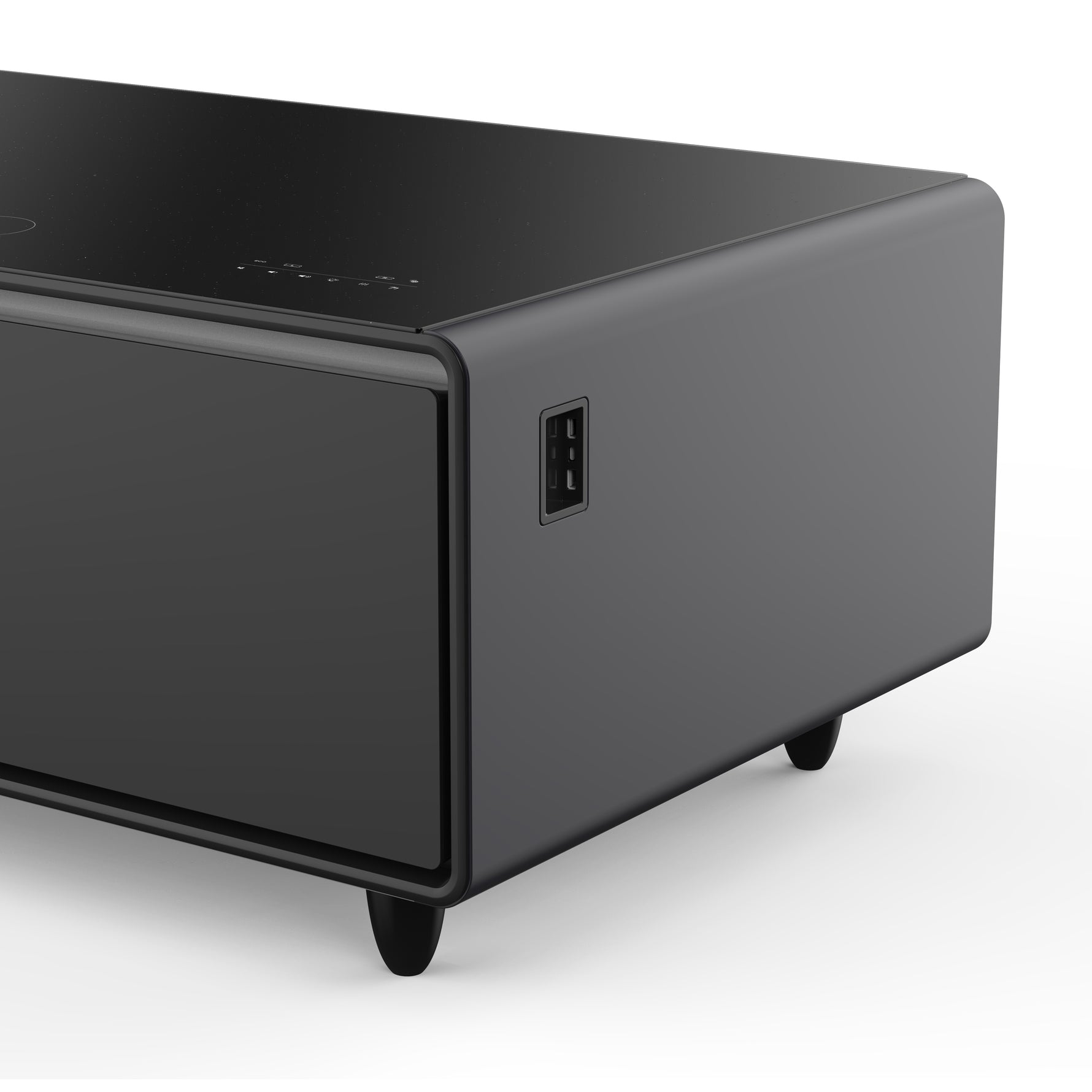 Forno Evoluto Tavolo 51-Inch Black Smart Coffee Table – Dual Refrigerator Drawers, Bluetooth 5.0 Audio, Wireless Charging & RGB Ambient Light - BonPrix Électroménagers