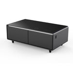 Forno Evoluto Tavolo 51-Inch Black Smart Coffee Table – Dual Refrigerator Drawers, Bluetooth 5.0 Audio, Wireless Charging & RGB Ambient Light - BonPrix Électroménagers