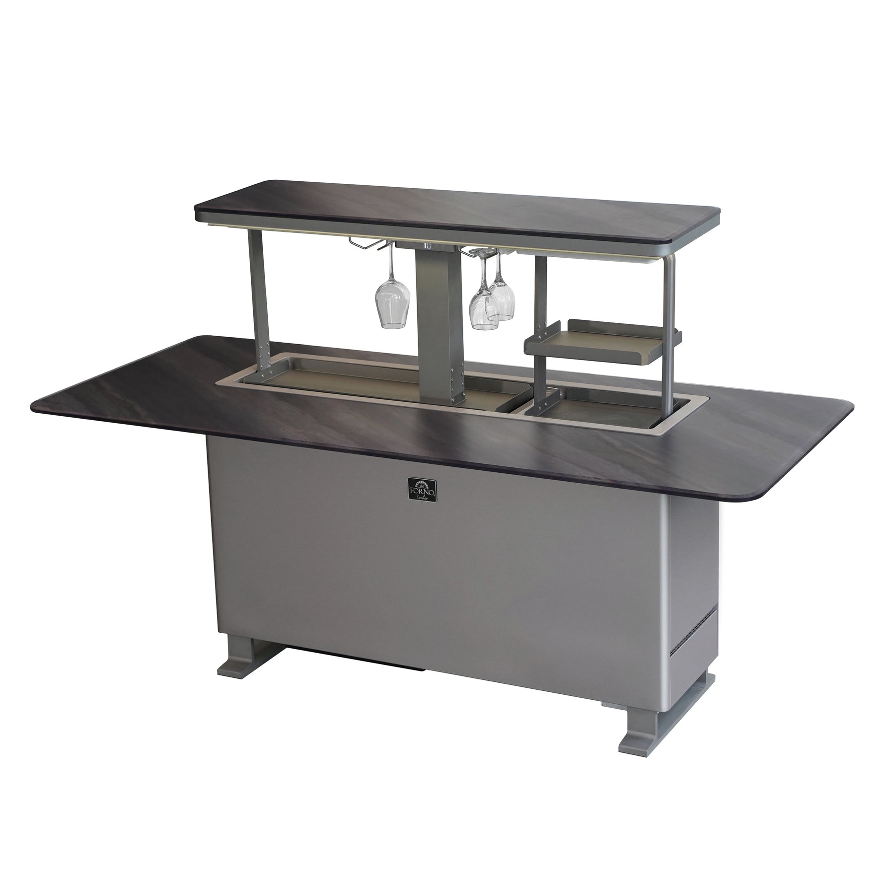 Elevato Smart Bar Table, Midnight Marble, 5.3 cu.ft fridge and freezer with Bluetooth control