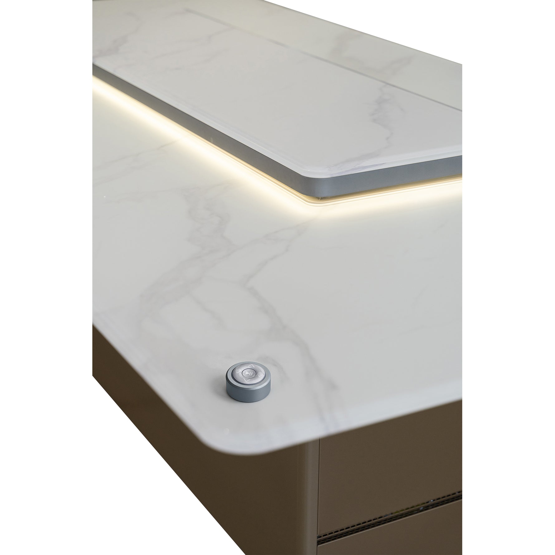 Elevato Smart Bar Table in White, 5.3 cu.ft fridge and freezer with Bluetooth control - BonPrix Électroménagers