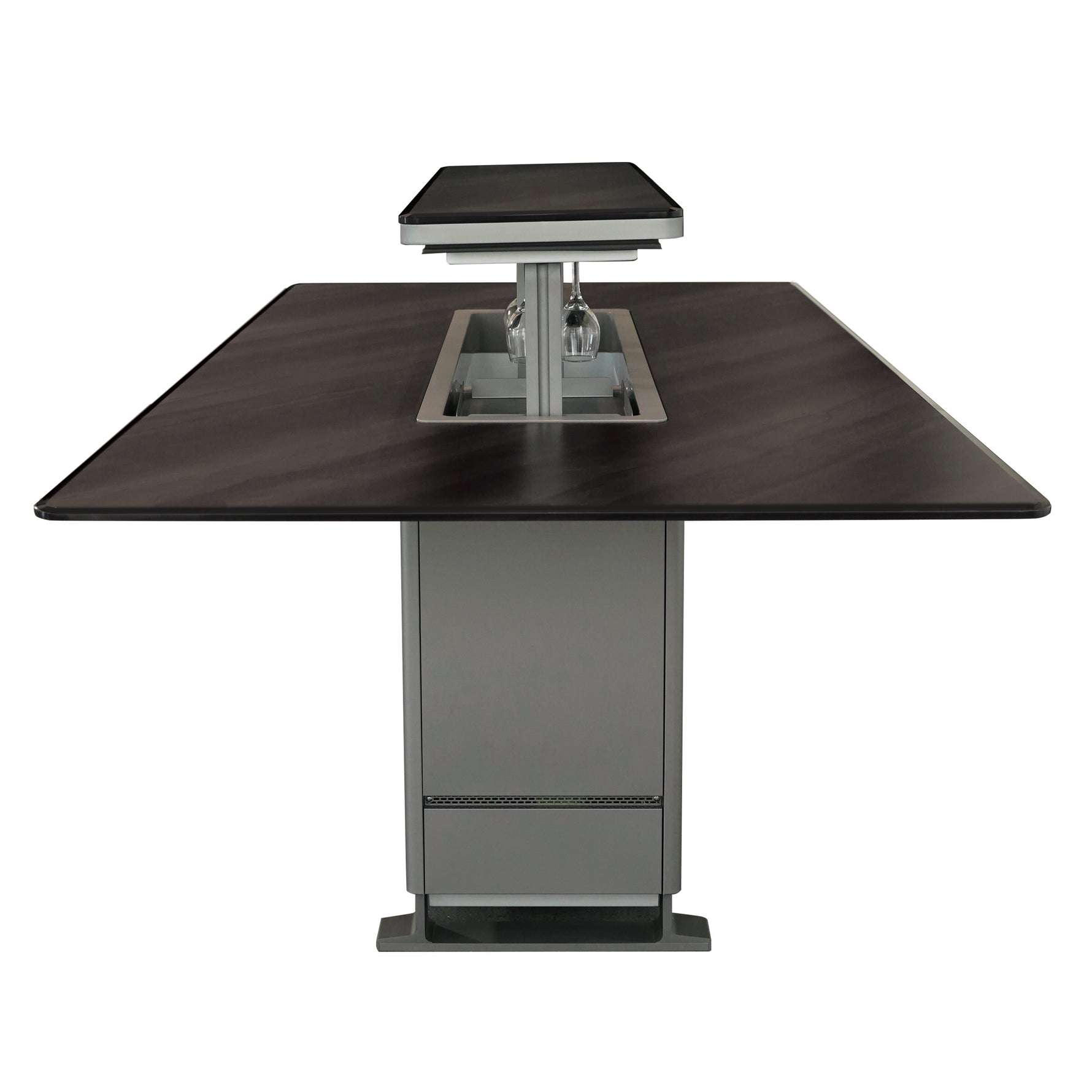 Cinetico Smart Dining Table, Midnight Marble, 5.3 cu.ft fridge and freezer with Bluetooth control