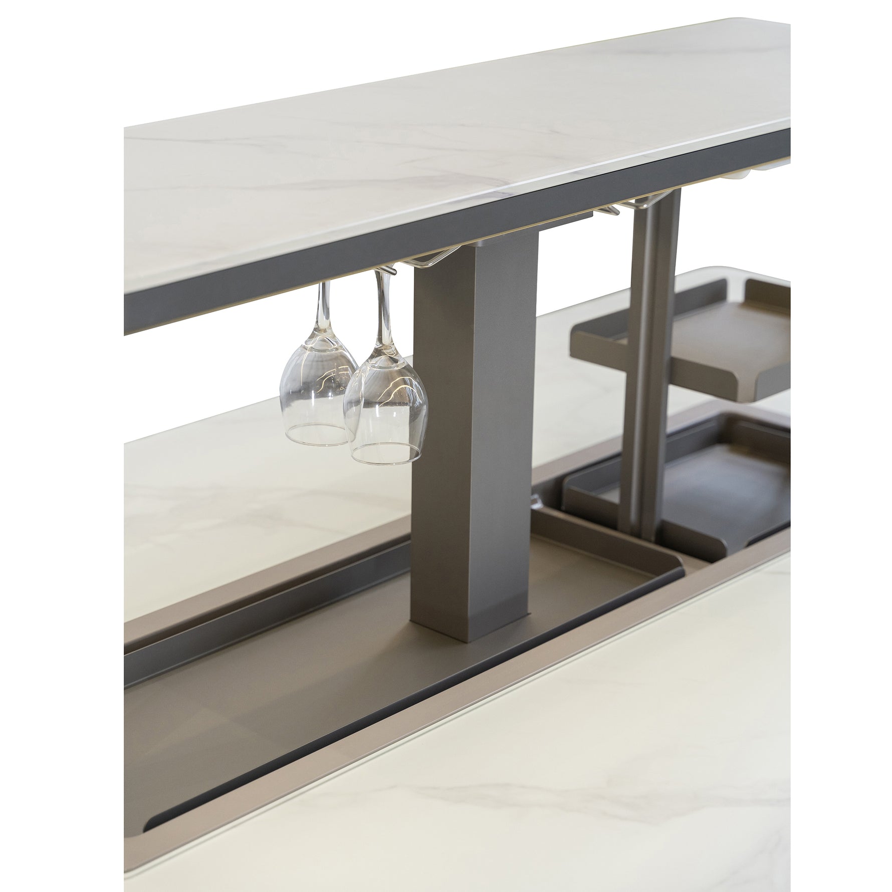 Cinetico Smart Dining Table in White, 5.3 cu.ft fridge and freezer with Bluetooth control - BonPrix Électroménagers