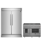 FORNO Premium 2-Piece Kitchen Bundle - Galiano 48" Stainless Steel Gas Range, Forno Maderno 2-28 " Wide Units with Decorative Trim - FBDL-018-03CAUS - BonPrix Électroménagers