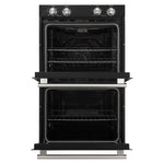 Forno Vomero 30-Inch Double Wall Oven, Black, 10 cu.ft Total Capacity, 7100W Convection, Mechanical Controls, Manuel Steam Clean - BonPrix Électroménagers