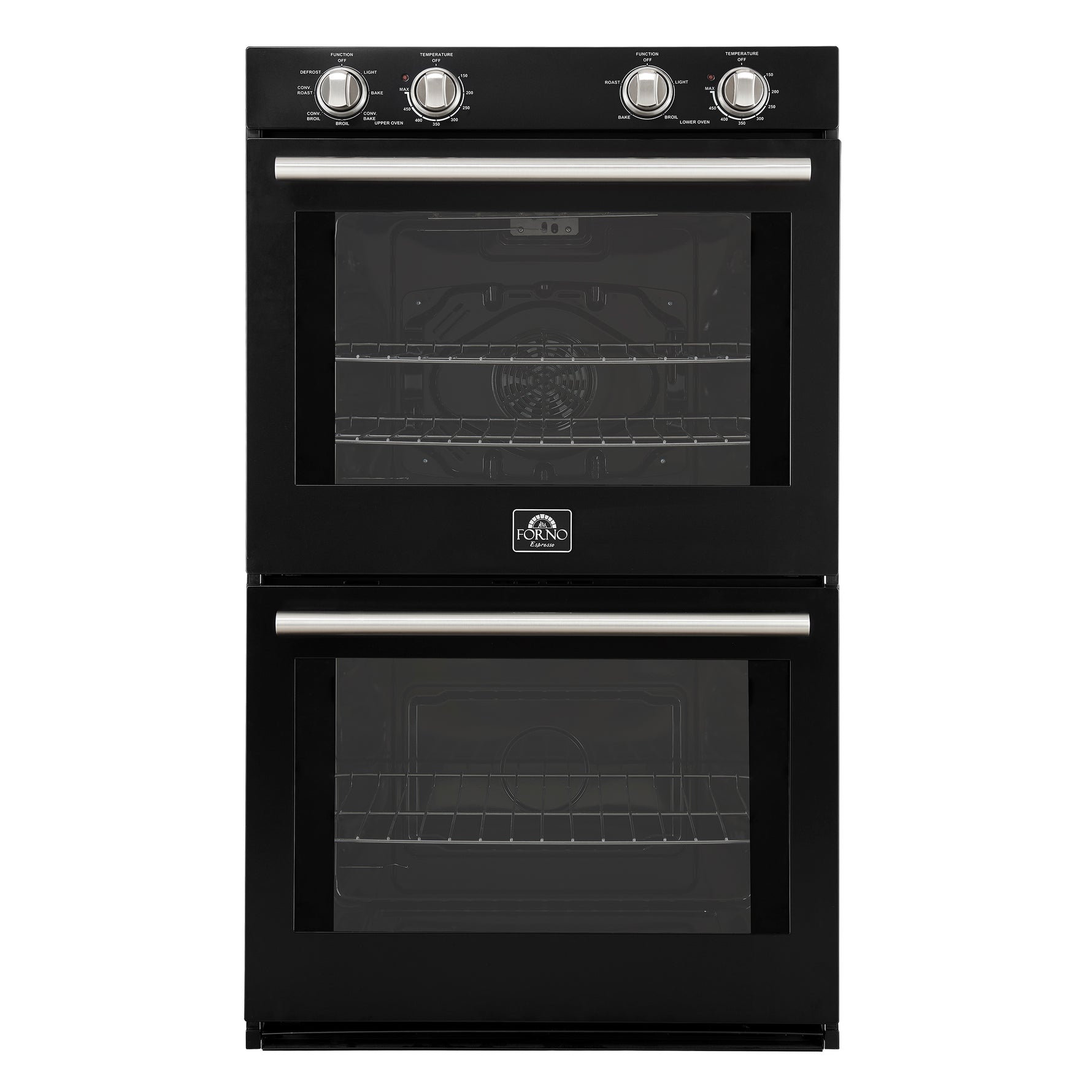 Forno Vomero 30-Inch Double Wall Oven, Black, 10 cu.ft Total Capacity, 7100W Convection, Mechanical Controls, Manuel Steam Clean - BonPrix Électroménagers
