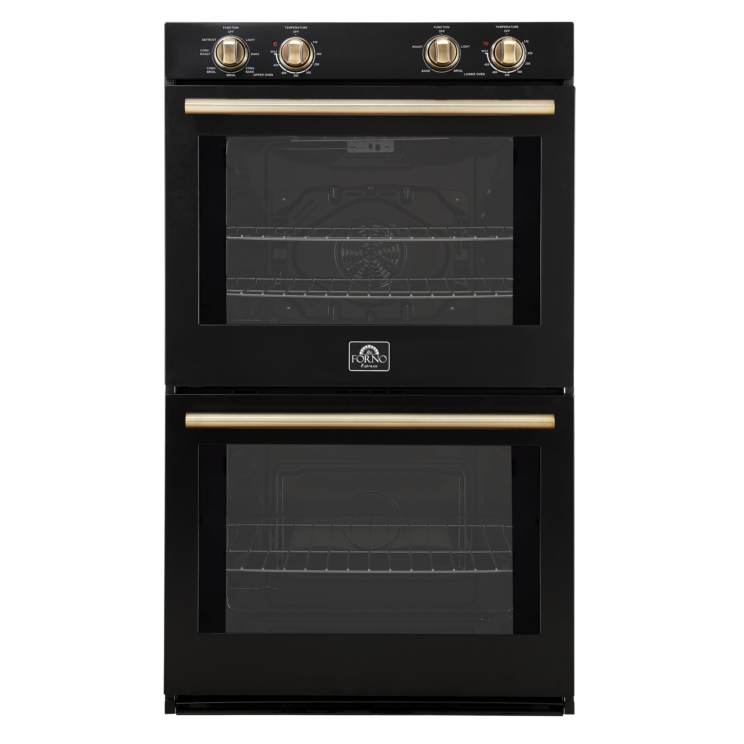 Forno Vomero 30-Inch Double Wall Oven, Black, 10 cu.ft Total Capacity, 7100W Convection, Mechanical Controls, Manuel Steam Clean - BonPrix Électroménagers