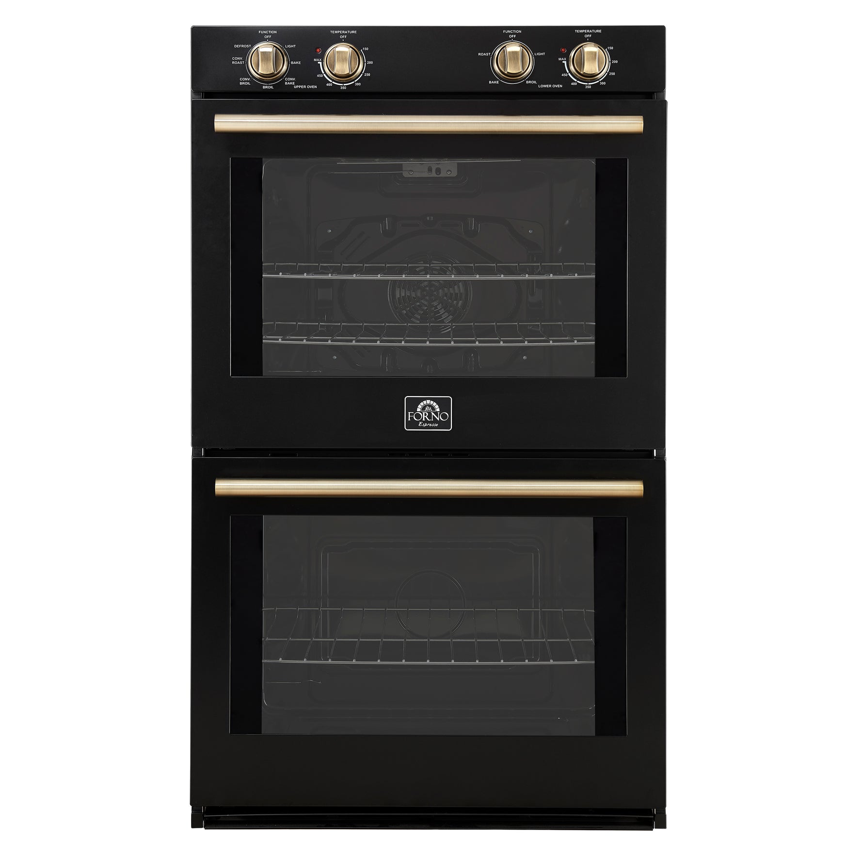 Forno Vomero 30-Inch Double Wall Oven, Black, 10 cu.ft Total Capacity, 7100W Convection, Mechanical Controls, Manuel Steam Clean - BonPrix Électroménagers