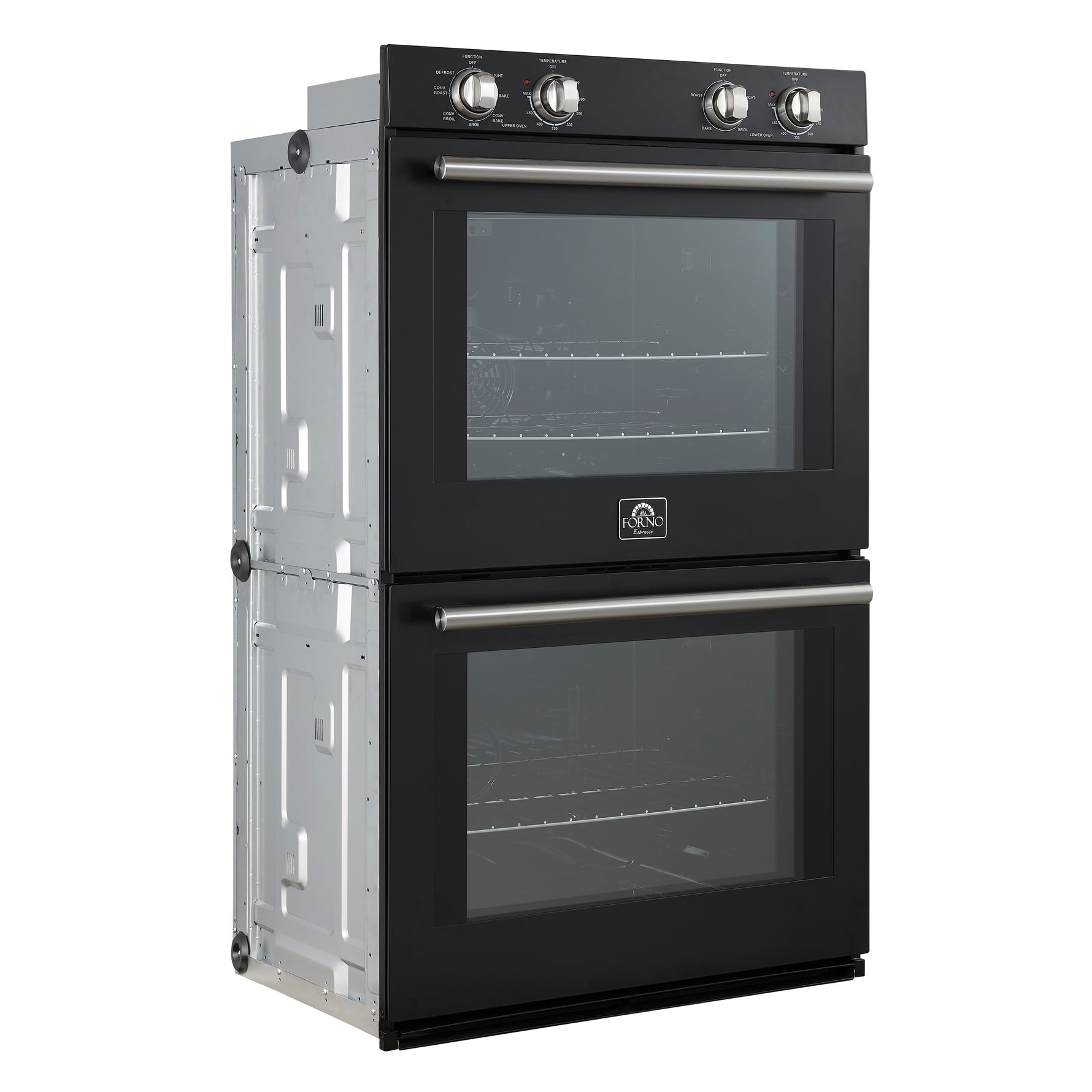 Forno Vomero 30-Inch Double Wall Oven, Black, 10 cu.ft Total Capacity, 7100W Convection, Mechanical Controls, Manuel Steam Clean - BonPrix Électroménagers