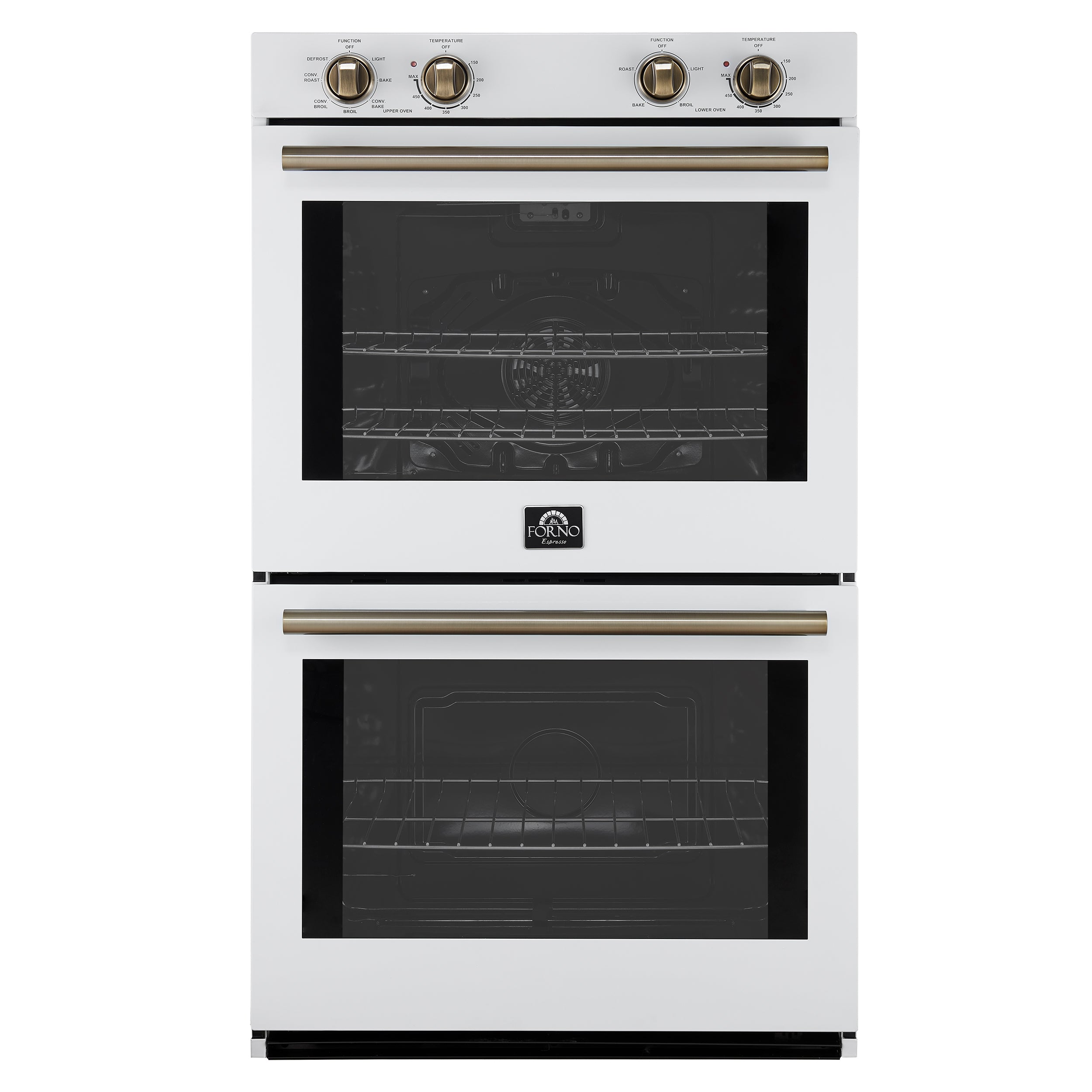 Forno Vomero 30-Inch Double Wall Oven, White, 10 cu.ft Total Capacity, 7100W Convection, Mechanical Controls, Manuel Steam Clean - BonPrix Électroménagers