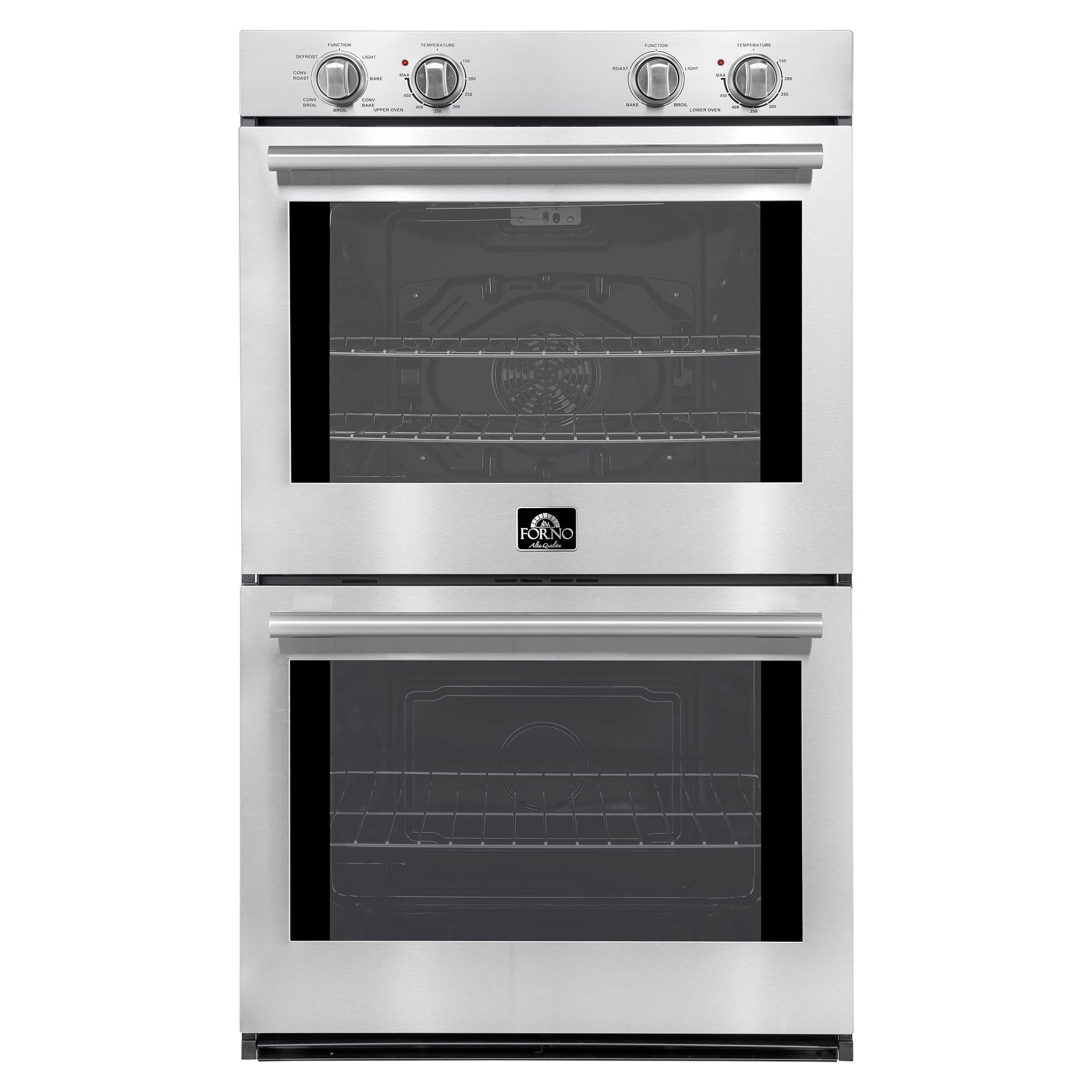 Forno Vomero 30-Inch Double Wall Oven, Stainless Steel, 10 cu.ft Total Capacity, 7100W Convection, Mechanical Controls, Self-Cleaning Function
