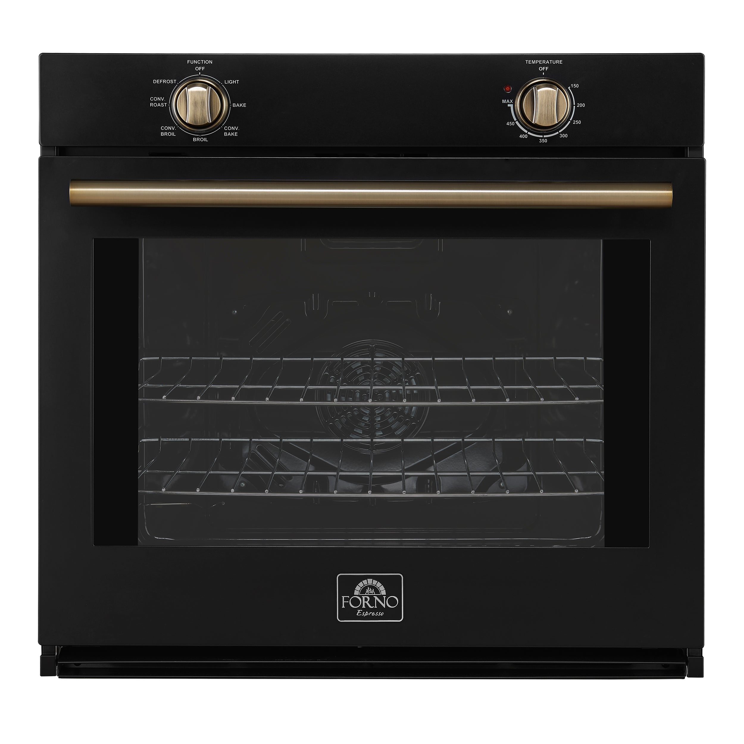 Forno Vomero 30-Inch Wall Oven, Black, 5 cu.ft Capacity, 3550 Watts Convection, Mechanical Controls, Manuel Steam Clean - BonPrix Électroménagers
