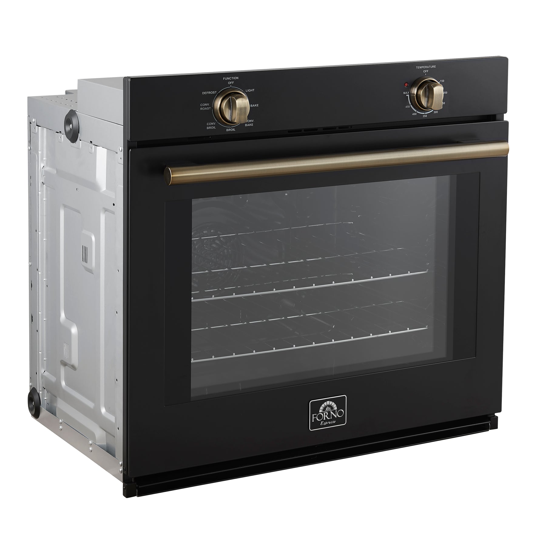 Forno Vomero 30-Inch Wall Oven, Black, 5 cu.ft Capacity, 3550 Watts Convection, Mechanical Controls, Manuel Steam Clean - BonPrix Électroménagers