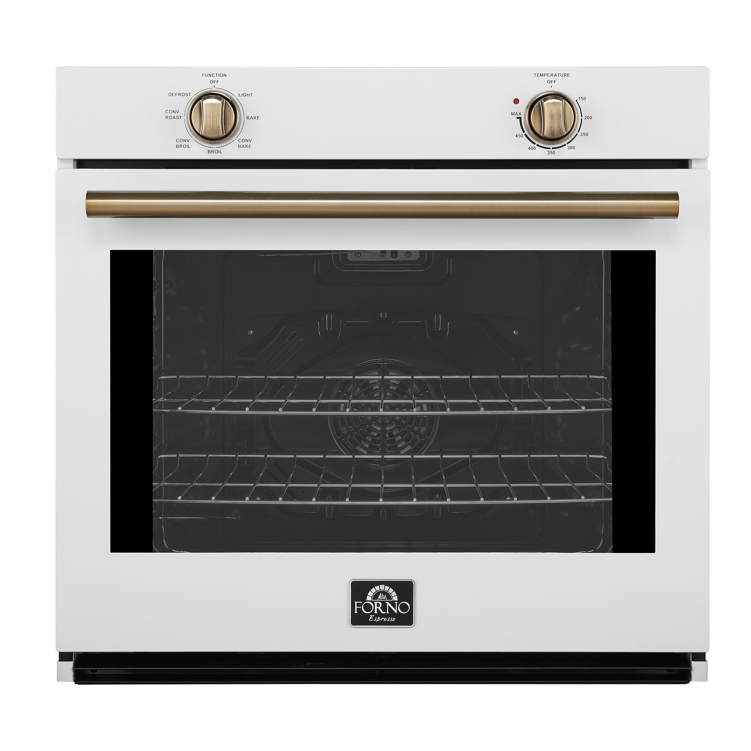 Forno Vomero 30-Inch Wall Oven, White, 5 cu.ft Capacity, 3550 Watts Convection, Mechanical Controls, Manuel Steam Clean - BonPrix Électroménagers