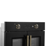 Forno Asti 30-Inch French Door Electric Wall Oven in Black & Antique Brass, 3.68 cu. ft. True Convection, 3,600W, Air Fry, Sous Vide, Self-Clean - BonPrix Électroménagers