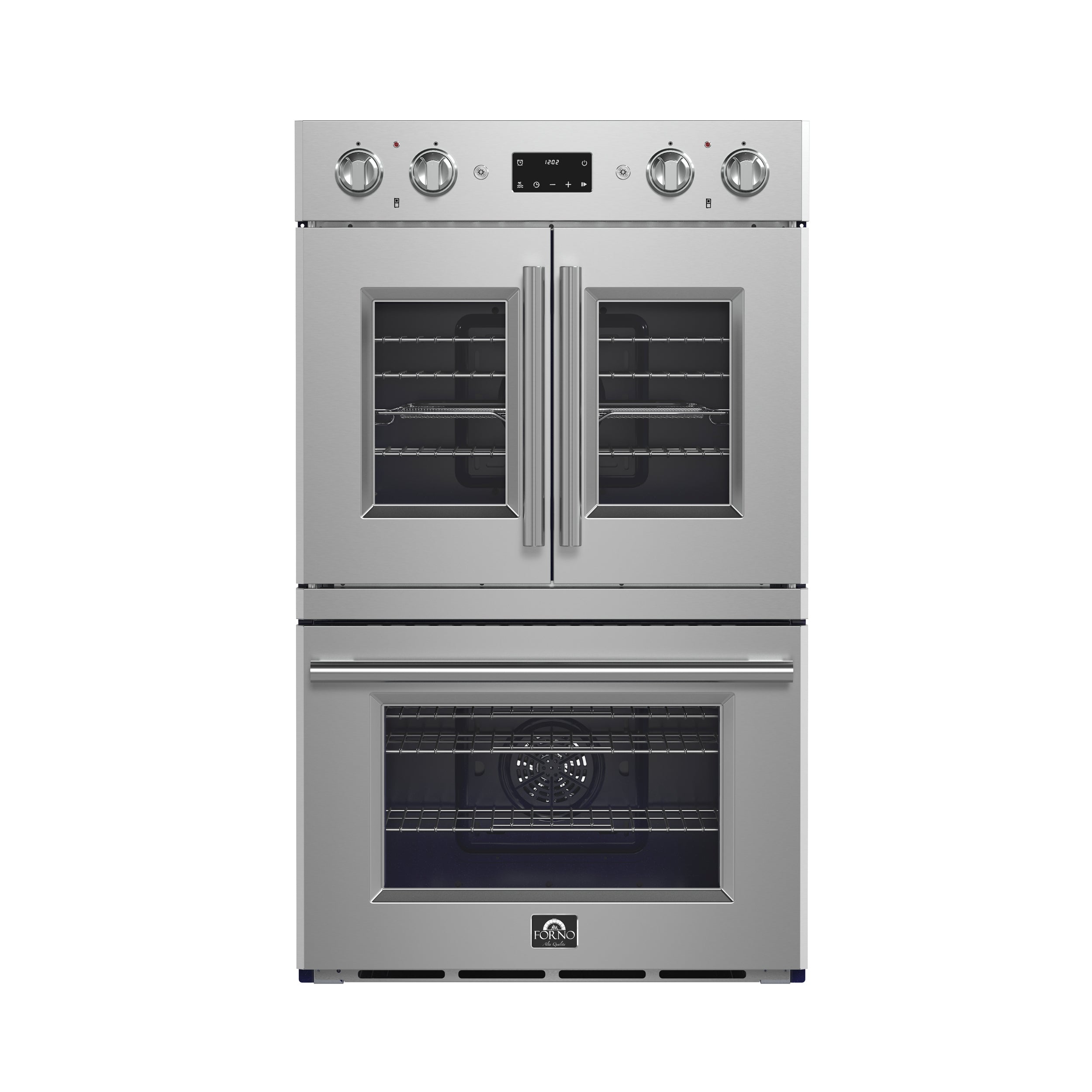 Forno Gallico 30-Inch Electric French Door Double Oven, Stainless Steel, Convection Cooking, Touch Control Panel, Self-Cleaning Function - BonPrix Électroménagers