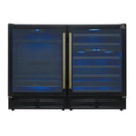 Gemello 48 Inch Side-by-Side Wine and Beverage Cooler in Black with Antique Brass Handles, French Door, 9.6 cu. ft. - BonPrix Électroménagers