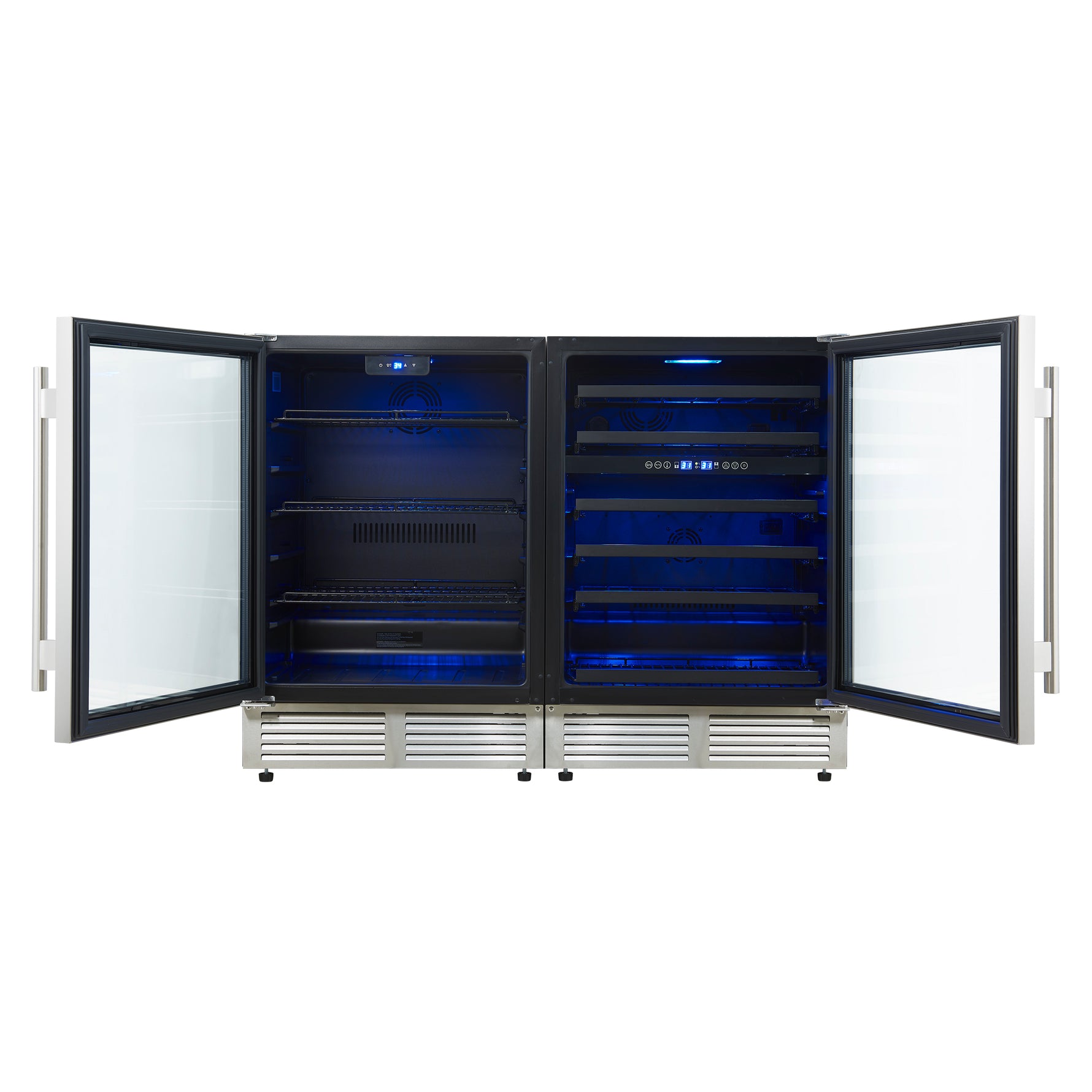 Gemello 48 Inch Side-by-Side Wine and Beverage Cooler in Stainless Steel, French Door, 9.6 cu. ft. - BonPrix Électroménagers