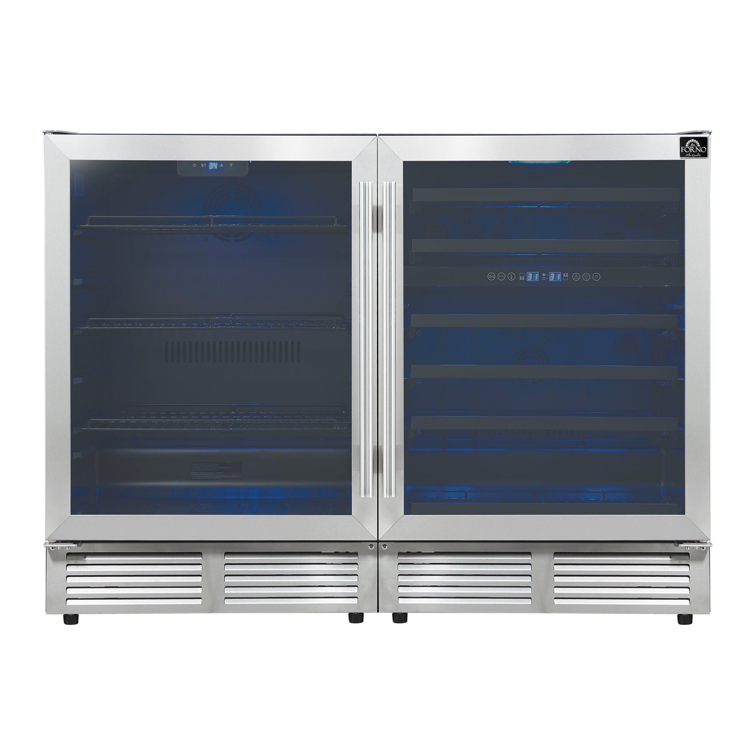 Gemello 48 Inch Side-by-Side Wine and Beverage Cooler in Stainless Steel, French Door, 9.6 cu. ft. - BonPrix Électroménagers