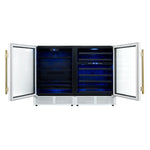 Gemello 48 Inch Side-by-Side Wine and Beverage Cooler in White with Antique Brass Handles, French Door, 9.6 cu. ft. - BonPrix Électroménagers