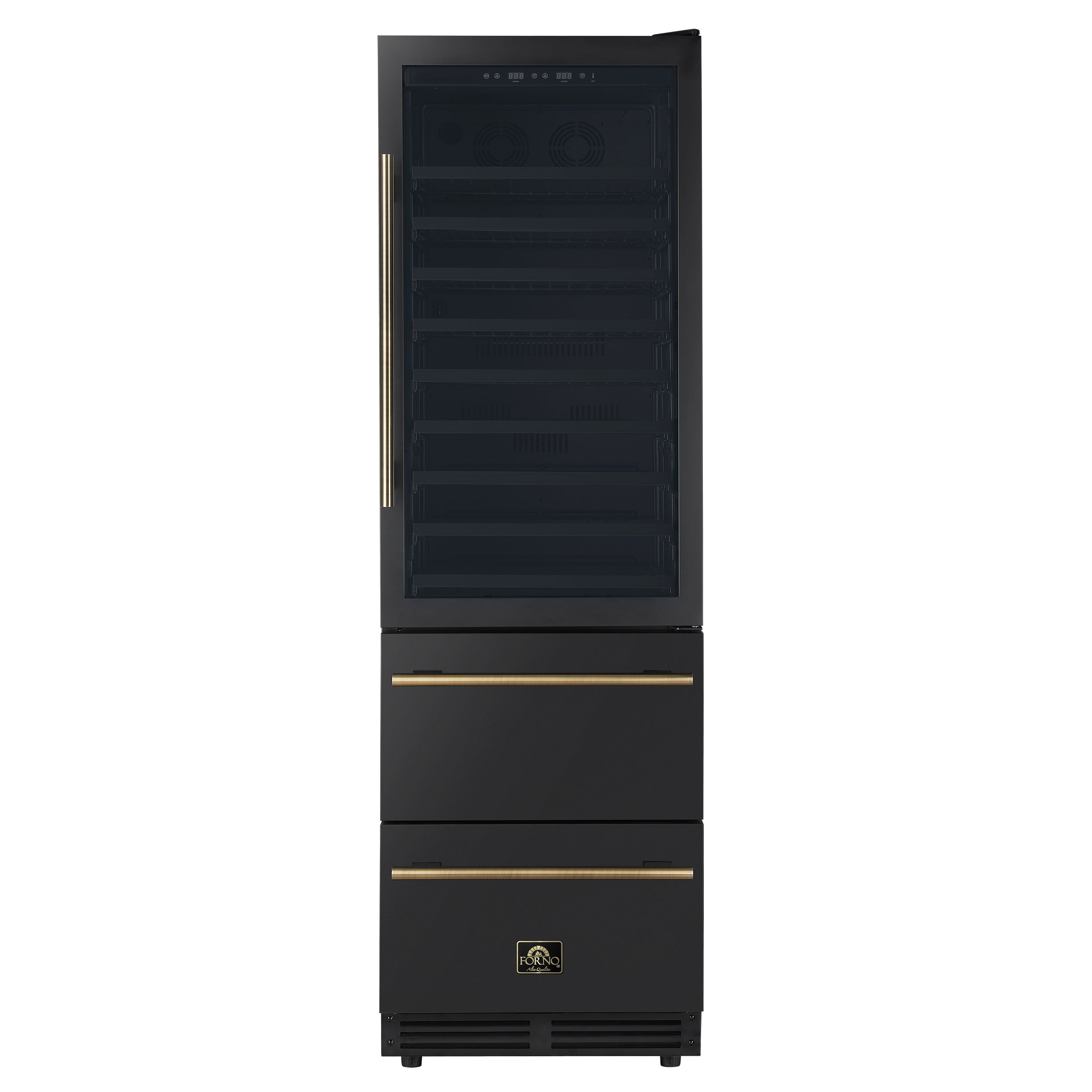 Azienda 24 Inch Dual Zone Wine Cooler, 15.8 Cu.Ft, 108 Bottles & 100 Cans, 2 Drawers, Charcoal Filters, Black
