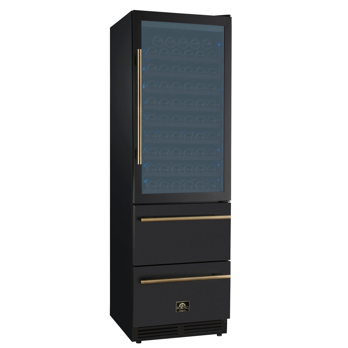 Azienda 24 Inch Dual Zone Wine Cooler, 15.8 Cu.Ft, 108 Bottles & 100 Cans, 2 Drawers, Charcoal Filters, Black