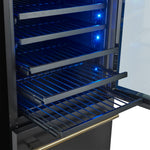 Azienda 24 Inch Dual Zone Wine Cooler, 15.8 Cu.Ft, 108 Bottles & 100 Cans, 2 Drawers, Charcoal Filters, Black