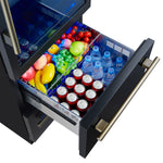 Azienda 24 Inch Dual Zone Wine Cooler, 15.8 Cu.Ft, 108 Bottles & 100 Cans, 2 Drawers, Charcoal Filters, Black