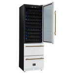 Azienda 24 Inch Dual Zone Wine Cooler, 15.8 Cu.Ft, 108 Bottles & 100 Cans, 2 Drawers, Charcoal Filters, White