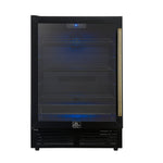 Forno Frescolino 24 Inch Beverage Cooler, Black with Antique Brass Handles, with LED Lighting, Triple Glass Door, 188 Can Capacity, Built-In or Freestanding - BonPrix Électroménagers
